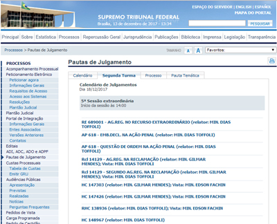 STF analisará recurso de Washington Reprodução site STF