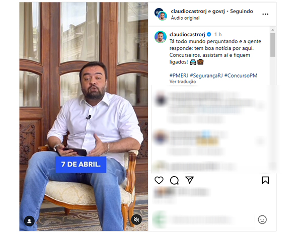Cláudio Castro anuncia data de nova de prova para o concurso da PM